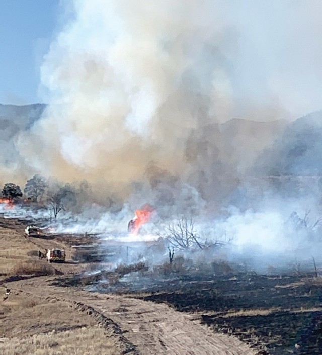 FORT CARSON, Colo. — Fort Carson Fire Department and other agencies battle the Wild Horse Fire, which jumped on post and burned over 600 acres of training area Oct. 12, 2020. (Courtesy photo)