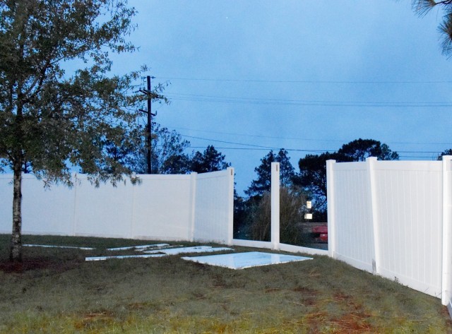 Fencing was blown over on military housing units at Fort Polk on Oct. 9.