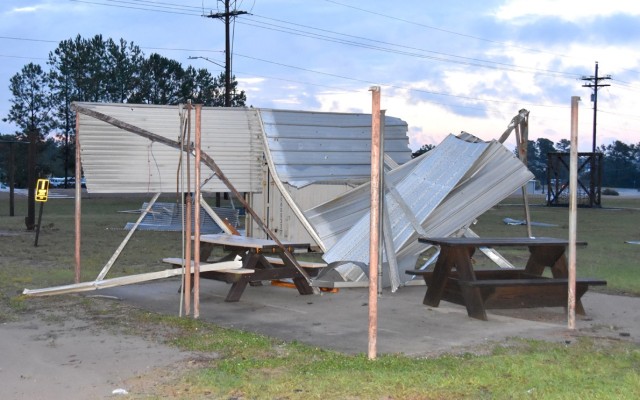 This covering on the 1st Battalion, 509th Infantry Regiment (Airborne) footprint was destoyed by Hurricane Delta Oct. 9.