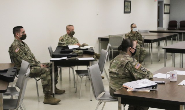 Members of the Fort McCoy Sgt. Audie Murphy Club chapter meet Oct. 8, 2020, at Fort McCoy, Wis. Whether it’s increasing membership, supporting each other and other community members, or supporting community events, the Fort McCoy Sgt. Audie...