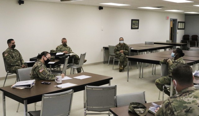 Members of the Fort McCoy Sgt. Audie Murphy Club chapter meet Oct. 8, 2020, at Fort McCoy, Wis. Whether it’s increasing membership, supporting each other and other community members, or supporting community events, the Fort McCoy Sgt. Audie...