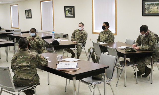 Members of the Fort McCoy Sgt. Audie Murphy Club chapter meet Oct. 8, 2020, at Fort McCoy, Wis. Whether it’s increasing membership, supporting each other and other community members, or supporting community events, the Fort McCoy Sgt. Audie...