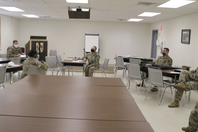 Members of the Fort McCoy Sgt. Audie Murphy Club chapter meet Oct. 8, 2020, at Fort McCoy, Wis. Whether it’s increasing membership, supporting each other and other community members, or supporting community events, the Fort McCoy Sgt. Audie...