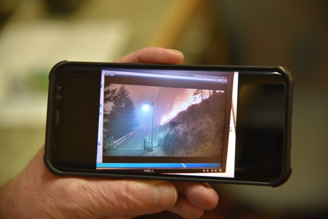 A photo of security camera footage of the Beachie Fire approaching Detroit Dam.

Imagery shows the destruction in the North Santiam Canyon, near Detroit Dam from the Bechie Fire, Sept. 15, 2020