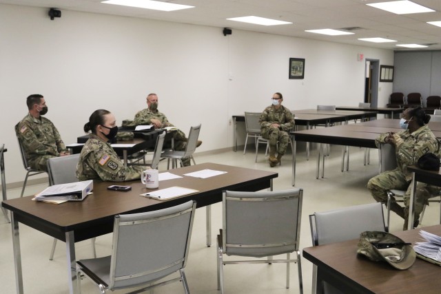 Members of the Fort McCoy Sgt. Audie Murphy Club chapter meet Oct. 8, 2020, at Fort McCoy, Wis. Whether it’s increasing membership, supporting each other and other community members, or supporting community events, the Fort McCoy Sgt. Audie...