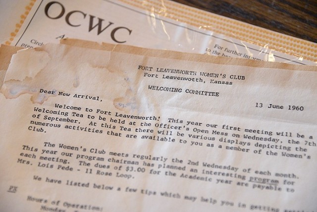 Over the years, the 100-year-old Fort Leavenworth Spouses' Club has been known by a few other names, including the Officers and Civilians Wives' Club, the Officers Wives' Club and the Fort Leavenworth Women's Club, as seen on this 1960 welcome...