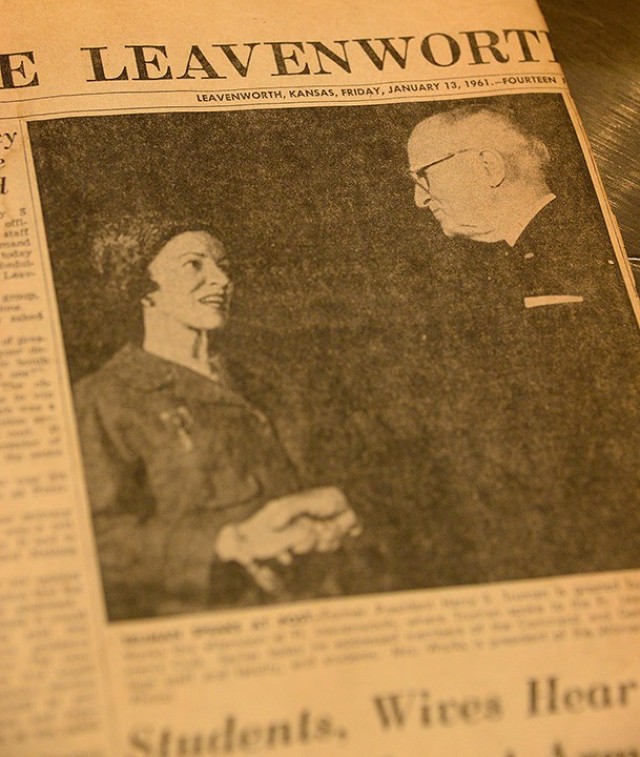 From the Jan. 13, 1961, issue of The Leavenworth Times: “Truman speaks at post — Former President Harry S. Truman is greeted by Mrs. Robert Works this afternoon at Ft. Leavenworth, where Truman spoke to the Ft. Leavenworth Women’s Club....