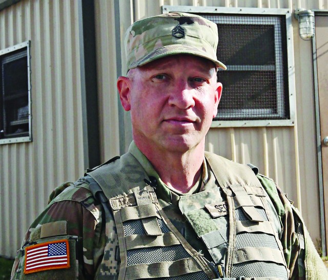 Staff Sgt. James Secriskey is an unusual sight in A Battery, 1st Battalion, 79th Field Artillery. The 52-year-old veteran is undergoing late-life basic combat training at Fort Sill, Oklahoma, to re-enter the Army Reserve.