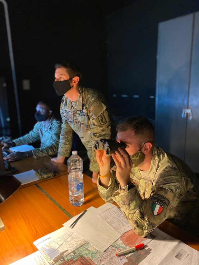 VICENZA, Italy - Staff Sgt. Austin T. Nash (left) and Staff Sgt. Nicholas R. Sohn, lethality noncommissioned officers and marksmanship instructors with the 173rd Airborne Brigade Combat Team (Infantry), facilitate a “Call for Fire”...