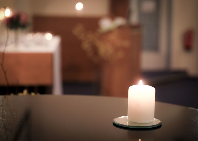 A candle burns during Landstuhl Regional Medical Center’s Pregnancy and Infant Loss Remembrance observance, Oct. 15. The observance is held annually on Oct. 15 to remember pregnancy loss and infant death which includes but not limited to miscarriage, stillbirth or death of a newborn while also providing support to families who have suffered a loss.