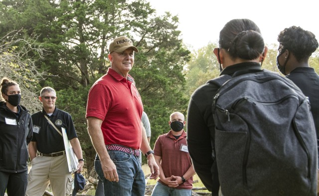Gen. Paul E. Funk II, commanding general, U.S. Army Training and Doctrine Command, discusses resiliency and mentorship, during a staff ride at the Yorktown, Va., Battlefields Oct. 19, 2020. The staff ride was a reward for the nation’s top...