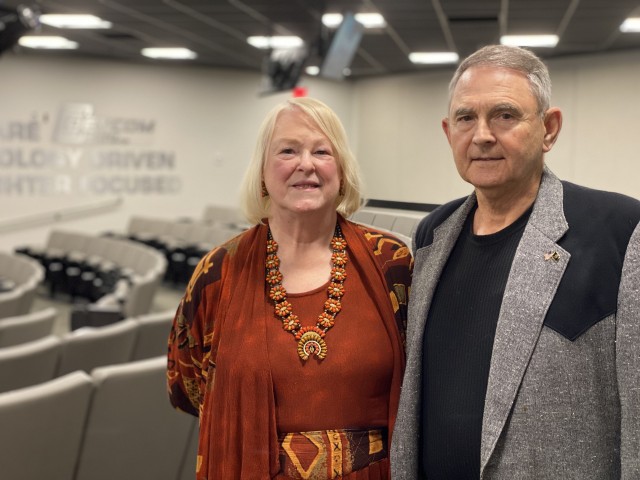 Paul Matheny, right, is the guest speaker for this year’s Team Redstone Native American Indian Heritage Month observance, which will be released virtually Nov. 18. He and his wife Victoria, left, travel throughout the South giving presentations on their Native American heritage. 