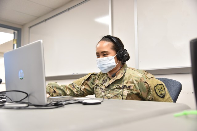 2nd Lt. Karina Abella, assigned to the Tennessee National Guard's 175th Cyber Protection Team, participates in the National Guard cyber exercise Cyber Shield 2020, Sept. 22, 2020.