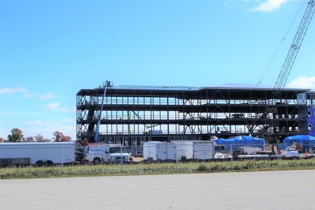 An area of the 1600 block of the cantonment area of the installation is shown Oct. 15, 2020, where a new multi-million dollar barracks is being built at Fort McCoy, Wis. Contractor L.S. Black Constructors was awarded a $20.6 million contract to build the barracks in September 2019. The planned completion date is currently August 2021. The planned barracks will be different than the traditional barracks that are located throughout the installation. This new building will be four stories and be able to house 400 people in approximately 60,000 square feet. The project also is the first of eight new buildings planned for the entire 1600 block. The plan is to build three more barracks with the same specifications, three 20,000-square-foot brigade headquarters buildings, and one 160-room officer quarters. This is an Army Corps of Engineers-managed project. (U.S. Army Photo by Scott T. Sturkol, Public Affairs Office, Fort McCoy, Wis.)