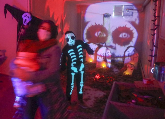 USASAC SALOs create a haunted house for charity in New Cumberland, Pennsylvania.