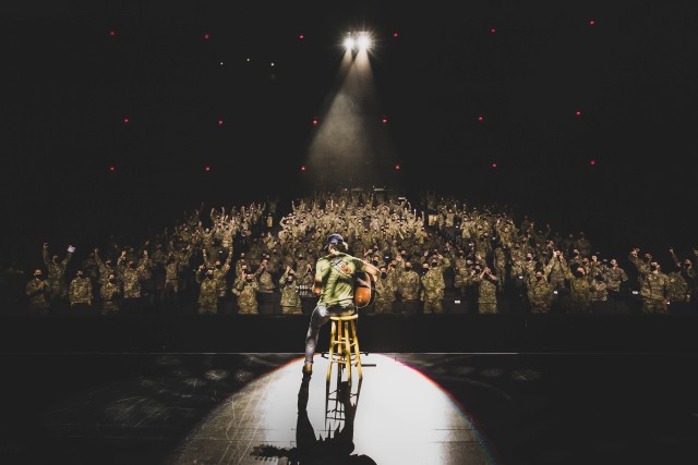 Platinum country artist Riley Green performs in front of the U.S. Military Academy Corps of Cadets during the "We Stand Together" concert on Sept. 11 at West Point. Several mitigation strategies were put in place to prevent a potential spread of...