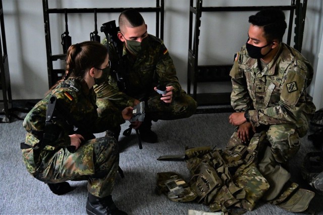 German and American soldiers focus on force protection