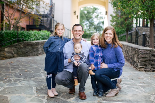 Army Maj. Joshua Salomon Solheim, an Army Reserve nurse anesthetist from Greensboro, North Carolina, poses with his family for a photograph. Solheim recently returned from a mobilization with Urban Augmentation Medical Task Force-7458 assisting...