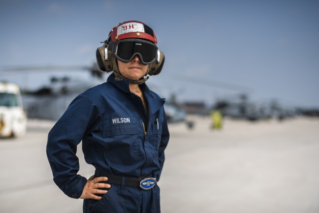 U.S. Navy Aviation Structural Mechanic 3rd Class Rebekah Wilson, Helicopter Sea Combat Squadron Four (HSC-4) “Black Knights”, San Diego, Calif., works on the MH-60S Seahawk helicopter at Alpena Combat Readiness Training Center, Mich., July 27, 2019, during Northern Strike 19.

Northern Strike 19 is a National Guard Bureau-sponsored exercise uniting service members from more than 20 states, multiple service branches, and numerous coalition countries during the last two weeks of July 2019 at the Camp Grayling Joint Maneuver Training Center and the Alpena Combat Readiness Training Center, both located in northern Michigan and operated by the Michigan National Guard. The accredited Joint National Training Capability exercise demonstrates the Michigan National Guard’s ability to provide accessibly, readiness-building opportunities for military units from all service branches to achieve and sustain proficiency in conducting mission command, air, sea, and ground maneuver integration, together with the synchronization of fires in a joint, multinational, decisive action environment. (U.S. Air National Guard photo by Master Sgt. Scott Thompson)