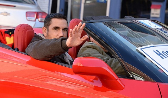Honorary Grand Marshal retired Master Sgt. David Royer waves at spectators during the Leavenworth County Veterans Day Parade Nov. 11 in downtown Leavenworth. Photo by Prudence Siebert/Fort Leavenworth Lamp