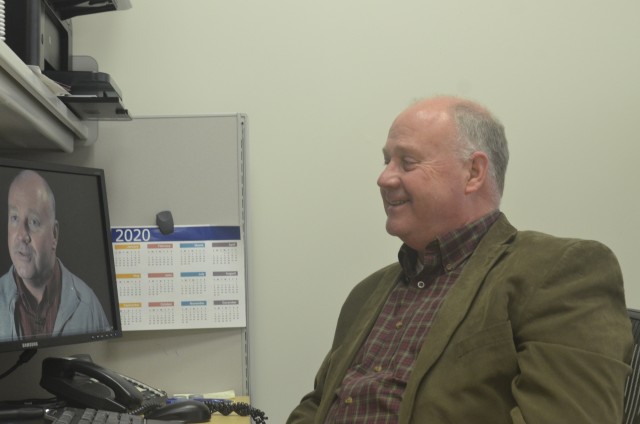 Jim Nix, deputy commander for quality and safety at Blanchfield Army Community Hospital, talks Nov. 5 about his COVID-19 experience and a video he helped create for the hospital.