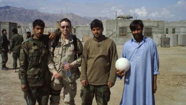 Anthony Johnson, technical writer-editor (engineering) with the U.S. Army Corps of Engineers&#39; Portland District, during their first deployment to Afghanistan -- a yearlong tour from 2004 to 2005.