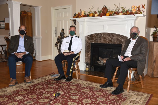 From left, Thomas E. Webber, director, U.S. Army Space and Missile Defense Command Technical Center; Lt. Gen. Daniel L. Karbler, USASMDC commanding general; and Richard P. De Fatta, director, Space and Missile Defense Center of Excellence;...