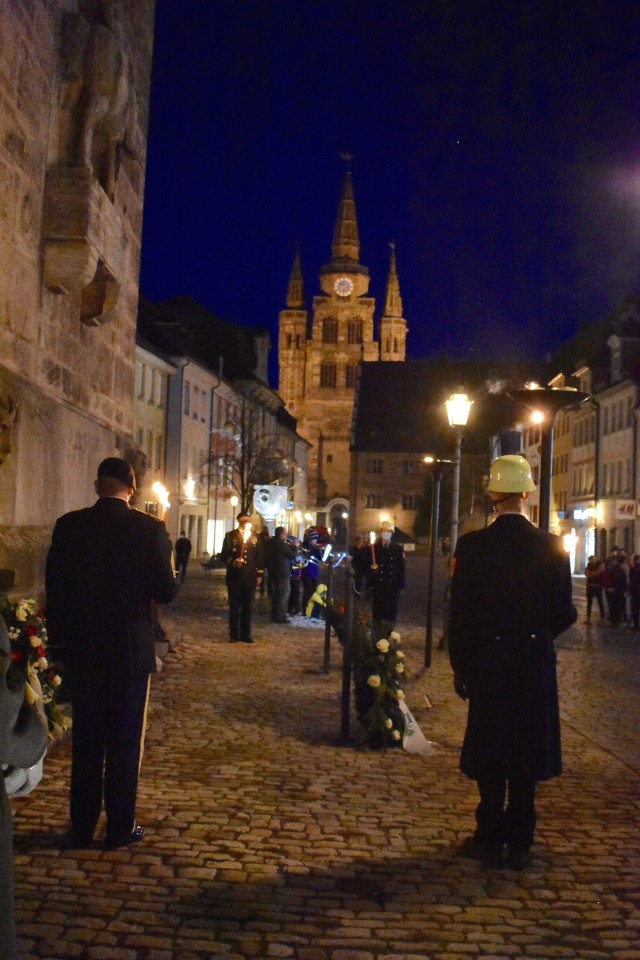 U.S. Army Garrison Ansbach and 12th Combat Aviation Brigade Soldiers joined the ranks of honor guards of German Bundeswehr, Reservists and veterans organizations for a wreath laying ceremony downtown Ansbach.