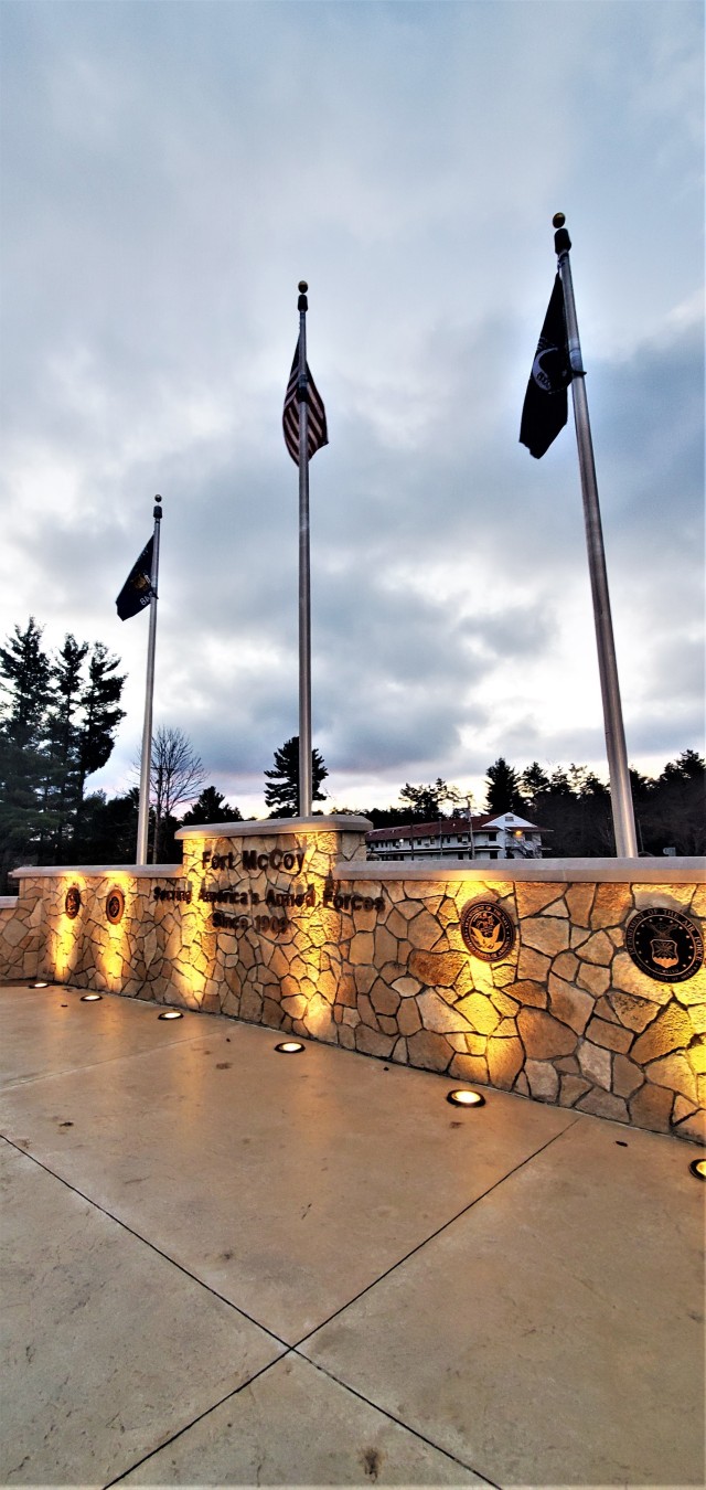 Veterans Memorial Plaza is shown Nov. 11, 2020, with fall colors starting at the Commemorative Area at Fort McCoy, Wis. The 900 block of the installation, the Commemorative Area, and the 11-acre area surrounding it are at the hub of the fort’s...