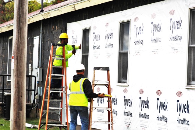 One of several World War II-era buildings under renovation is shown Oct. 1, 2020, at Fort McCoy, Wis. Contractor MDM Construction, headquartered in Rockford, Ill., is completing upgrades to 11 buildings in the 2500, 2600, 2700, and 2800 blocks on...