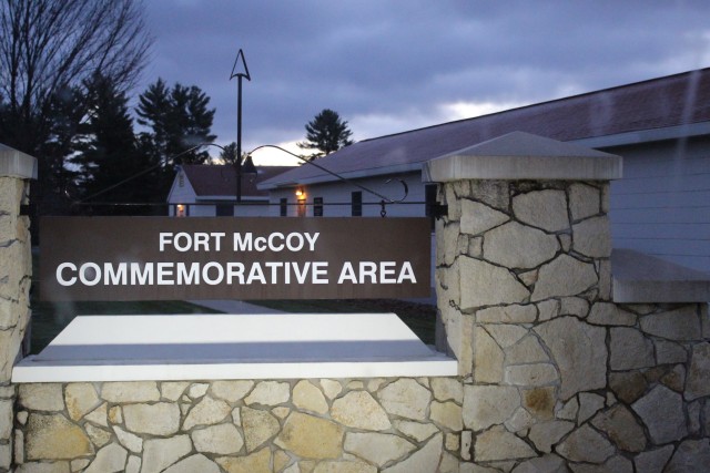 A sign is shown Nov. 11, 2020, at Fort McCoy, Wis., at the installation’s historic Commemorative Area. The Commemorative Area consists of five World War II-era buildings set aside to help tell Fort McCoy’s unique story. These facilities are...