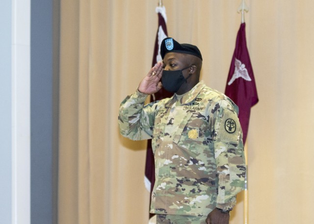 Landstuhl Regional Medical Center holds an Assumption of Responsibility Ceremony where Command Sgt. Maj. Fergus Joseph was welcomed as the hospital’s command sergeant major, at LRMC, Nov. 10.