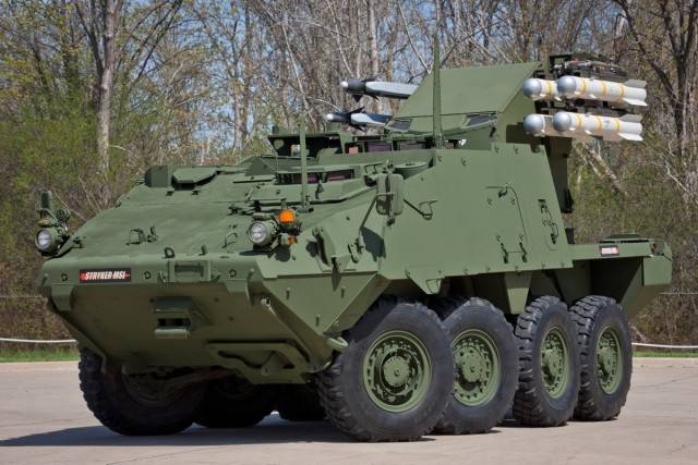 The Boeing-General Dynamics Land Systems Maneuver SHORAD Launcher Stryker.