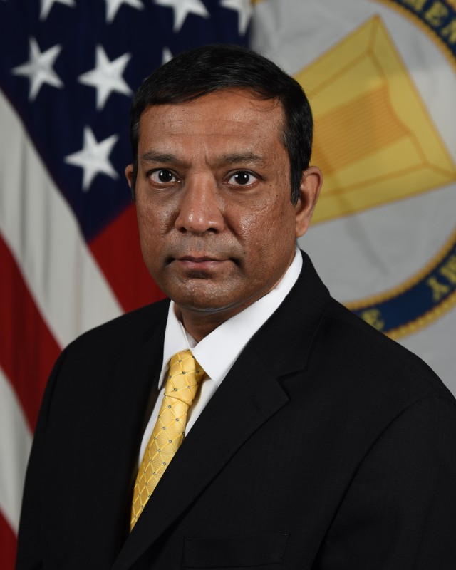 Dr. Raj Iyer, Chief Information Officer, G-6, poses for his official portrait in the Army portrait studio at the Pentagon in Arlington, Virginia, Nov. 17, 2020. (U.S. Army photo by William Pratt/Released)