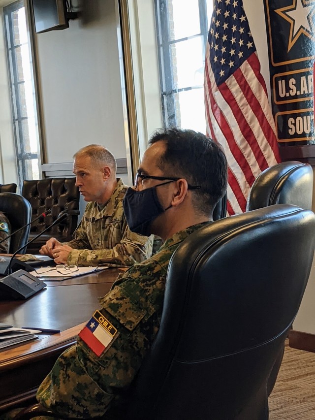 Maj. Gen. Daniel R. Walrath, left, U.S. Army South commanding general, addresses senior leaders of the Chilean Army at the conclusion of the 15th Annual U.S.-Chilean Army Staff Talks, held virtually from Nov. 16-18. Walrath signed a bilateral...