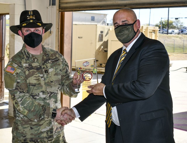 Soldiers with Bravo Company, 15th Brigade Support Battalion, 2nd Armored Brigade Combat Team , 1st Cavalry Division, participate in a graduation ceremony for operation of the Next Generation Automatic Test System, Nov. 17, 2020, on Fort Hood, Tx.
...