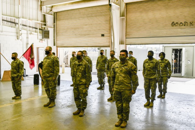 Soldiers with Bravo Company, 15th Brigade Support Battalion, 2nd Armored Brigade Combat Team , 1st Cavalry Division, participate in a graduation ceremony for operation of the Next Generation Automatic Test System, Nov. 17, 2020, on Fort Hood, Tx.
...