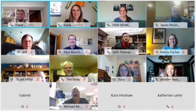 A group photo of a portion of the Project Delivery Team responsible for the Grand River Basin Study during a teleconference November 17, 2020. See the team members listed below: 1st row: Frank Nelson- Missouri Dept. of Conservation (MDC); Kaely...