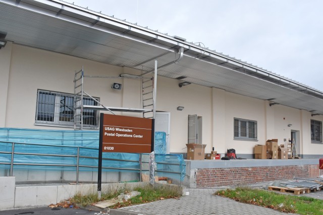 WIESBADEN, Germany – Bldg. 1030 on Clay Kaserne is in the process of renovation Nov. 17, 2020. It is expected to be reopened as U.S. Army Garrison Wiesbaden’s Postal Operations Center in March 2021.