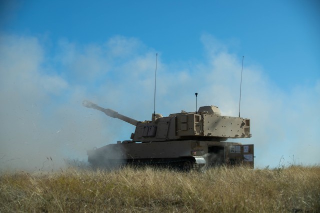Troopers assigned to 2nd Battalion, 82nd Field Artillery, 3rd Armored Brigade Combat Team, 1st Cavalry Division, host a live fire demonstration with their newly received M109A7 Paladins, Fort Hood, Texas, Nov. 18, 2020. U.S. Army Futures Command,...