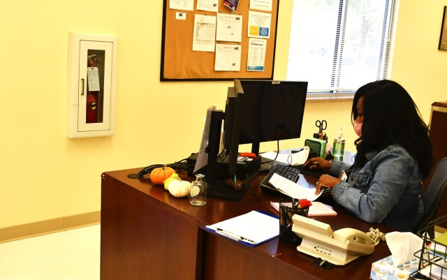 Laquita Gilbert, Fort Polk AWC health promotion technician, is one of the employees that greets you as you enter the Fort Polk Army Wellness Center for your assessment.