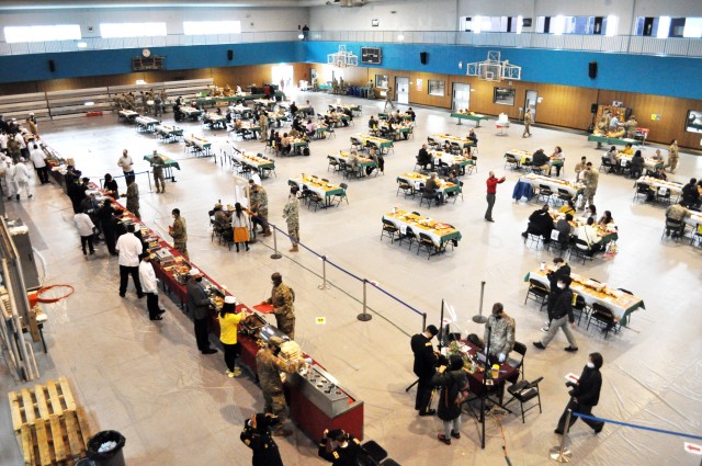 The gym at the Yano Fitness Center at Camp Zama, Japan, Nov. 25, during the traditional Thanksgiving luncheon.