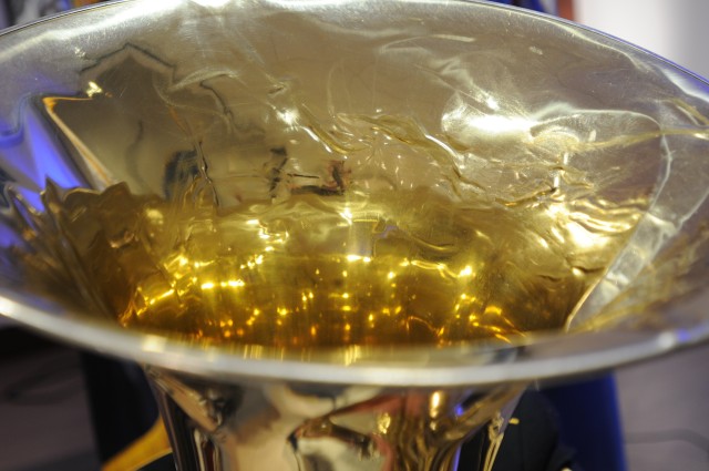 U.S. Army Reserve Sgt. 1st Class Jason Butler’s approximately 15-year old tuba with several dings and scratches, is what he played with at the 64th annual Commonwealth’s Veterans Day Ceremony at the Virginia War Memorial in Richmond, Va., Nov....