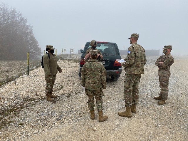 U.S. Army Soldiers Capt. Andrew Sahol and Spc. Imani Newsome with the 566th Medical Company (Area Support) instruct Soldiers during K9 tactical combat casualty care training at Camp Bondsteel, Kosovo, on Nov. 21, 2020. The training gave K9...