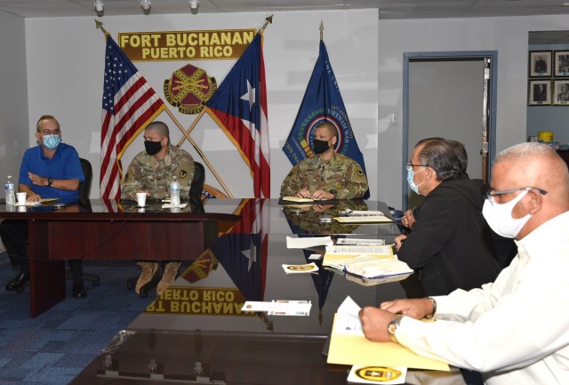 Brig. Gen. (Ret.) Fernando Fernández, president of the Installation’s Retiree Council, addresses attendees as he chaired, with the participation of USAG Fort Buchanan Command, the combined face-to-face/virtual via teleconference meeting with Veterans Service Organizations held at the garrison’s Maj. Gen. James A. Buchanan Conference Room, November 10, 2020.