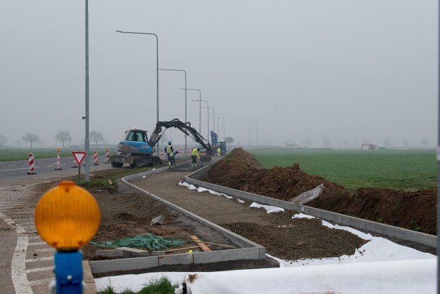 Contractors build walk and bicycle ways for the United States Army Garrison Benelux, on Chièvres Air Base, Belgium, Nov. 27, 2020. (U.S. Army photo by Pierre-Etienne Courtejoie)