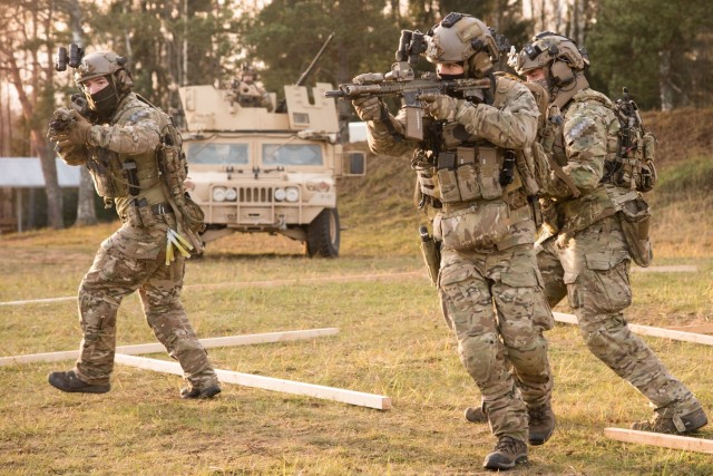 U.S. Special Forces with 10th Special Forces Group assigned to Special Operations Command Europe rehearse room clearing procedures, Daugavpils, Latvia, Nov. 21, 2020 as part of Exercise Winter Shield 20. Winter Shield is a Latvian-led exercise...