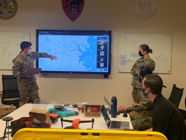 Cadets brief their prototype to the team during the Fall 2020 Hackathon.