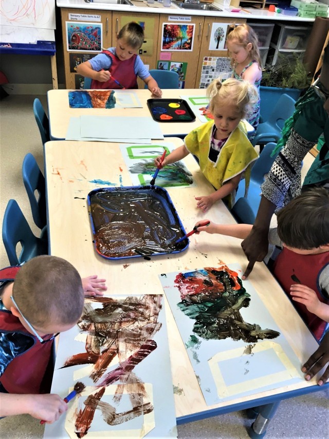 Children complete art projects at the Fort McCoy Child Development on June 17, 2020, at Fort McCoy, Wis. The center, along with the Fort McCoy Center School Age Center/Youth Center reopened June 15 after having had to close for the installation's...