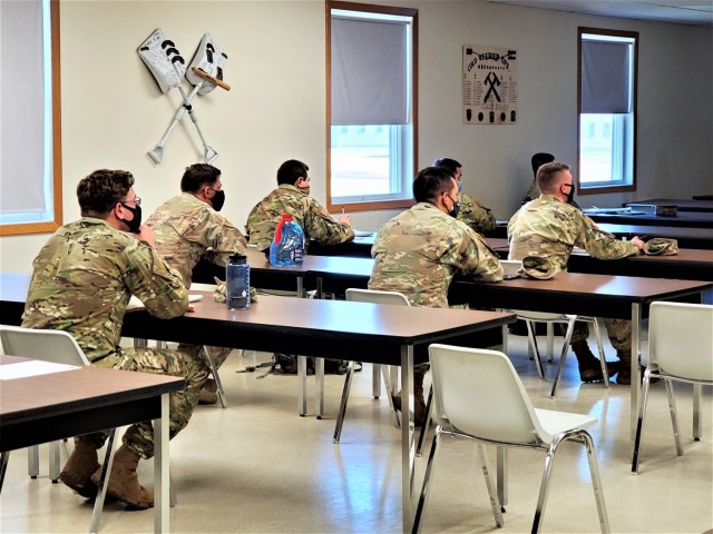 Students participate in a class as part of the Fort McCoy Cold-Weather Operations Course on Dec. 4, 2020, at Fort McCoy, Wis. This was the first day for class 21-01 to be in session. The course is coordinated by the Fort McCoy Directorate of...